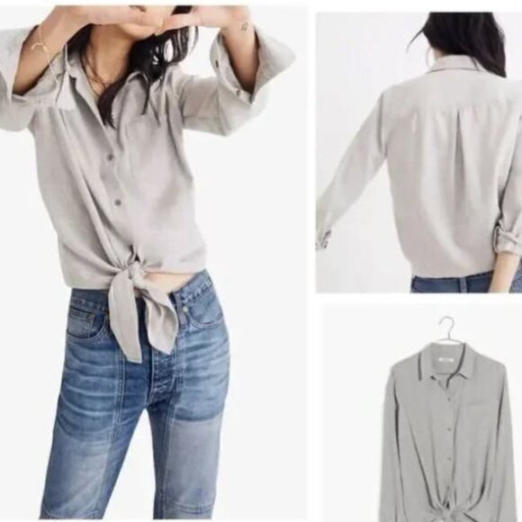 Madewell Brushed Flannel Shirt with tie detail - Picture 1 of 9